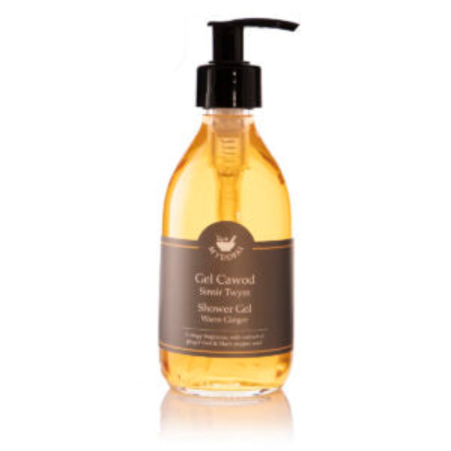 Myddfai Shower Gel Warm Ginger   Gel Cawod Sinsir Twym 250ml Glass or Plastic bottle (Pack 1)
